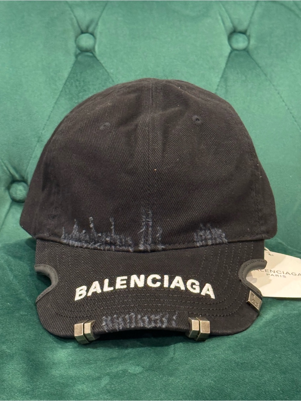 Balenciaga Black Baseball Cap with Metal Clips
